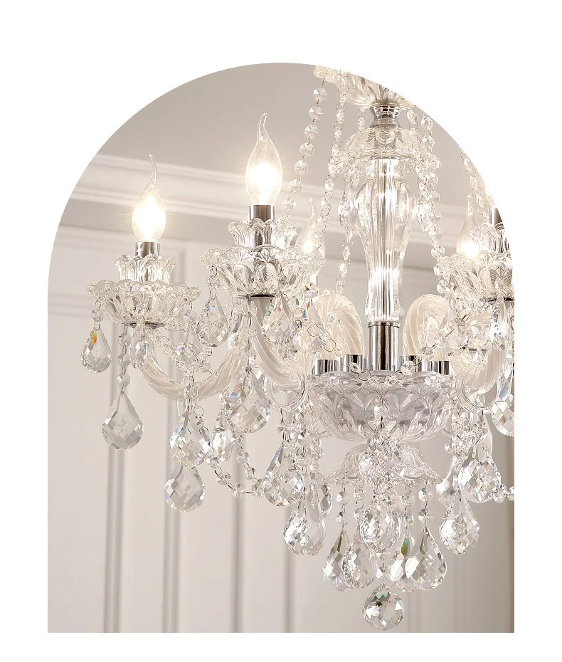 French Crystal E14 Candle Chandelier Living Room Glass