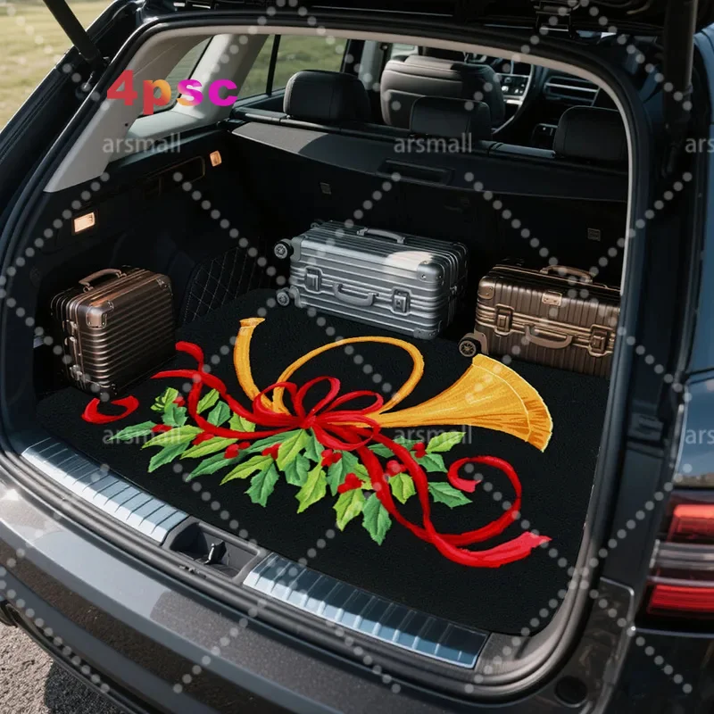1pc Abstract Art Pattern Printed Trunk Mat, Velvet Material, Easy To Clean, Keeps The Interior Clean, Protects The Vehicle Inter