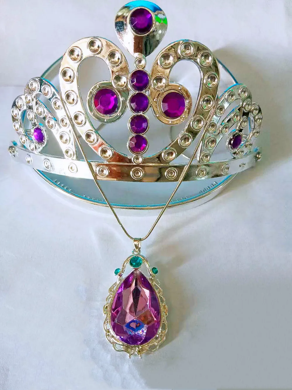 1 Set Sparkling Child Girls Birthday Holiday Gift Princess Sofi The First Purple Amulet Necklaces Tiara Crown Hair Clip Jewelry