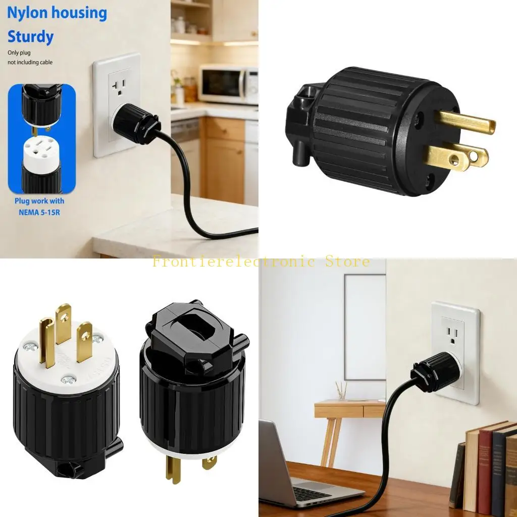 G8DB Grounding Male Plug 3 Wire 125V 15A Straight Blade Industrial Ergonomically for Secure Handling