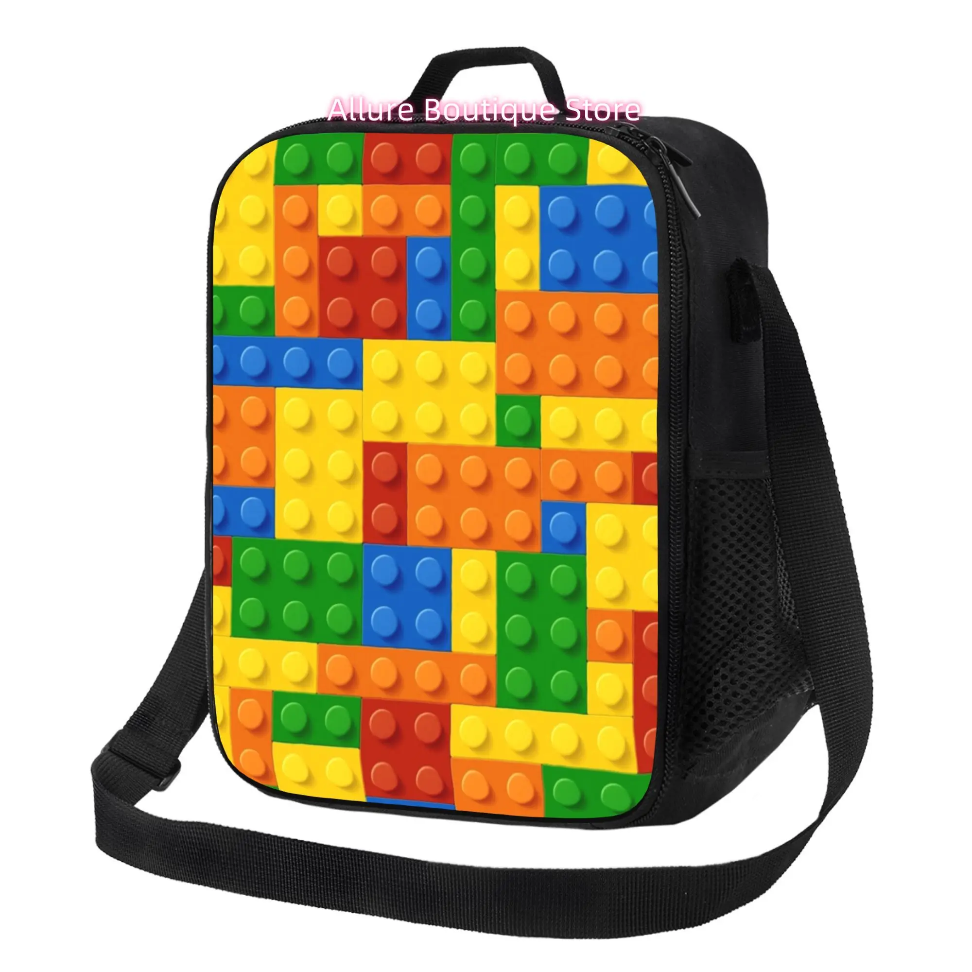 Building Blocks Construction Brick Tote Bag for Office Work Travel Daily Commute Business Trip Casual Carry Use Non Food Contact