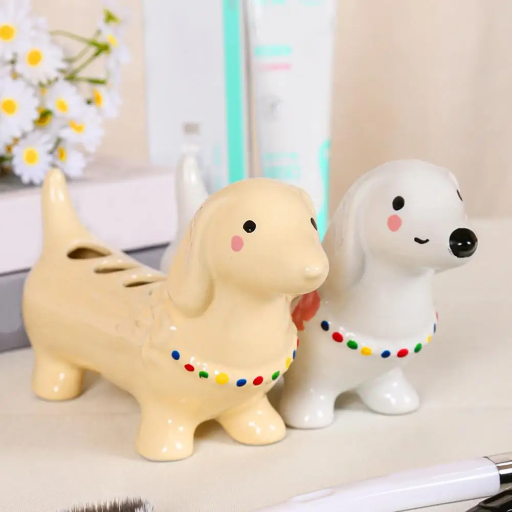 

Держатель для зубных щеток в форме таксы, керамический, с несколькими отсеками, водонепроницаемый органайзер для ванной, с нескользящим устойчивым основанием, для ручных зубных щеток