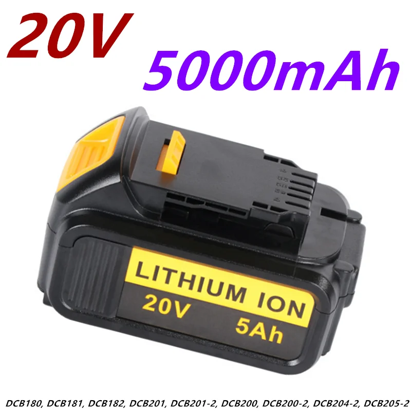 

2022 para dewalt 20v 5000mah recarregável bateria de ferramentas elétricas com led li-ion substituição dcb205 DCB204-2 dcb206