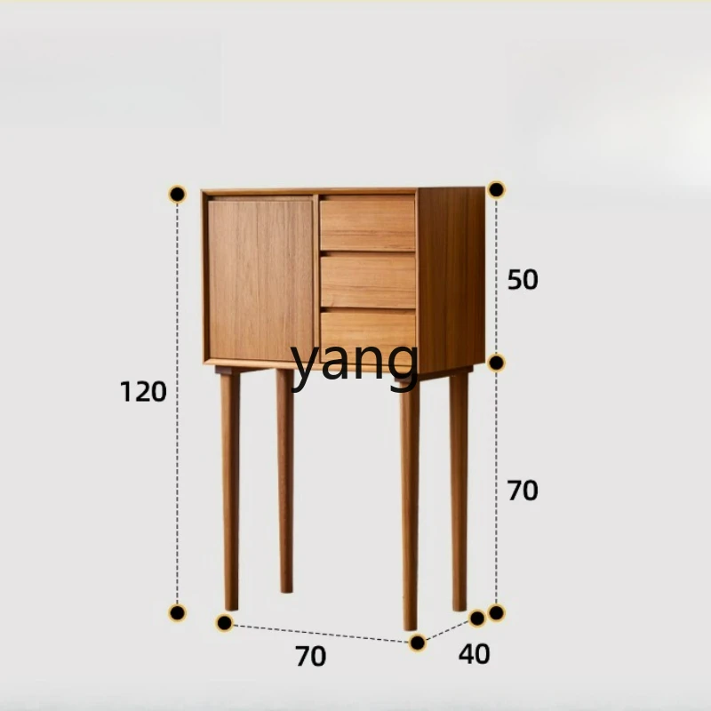 

LTT Teak High-Back Wall-Mounted Sideboard Living Room Vintage Sideboard All Solid Wood Storage Cabinet