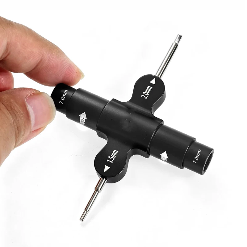 RC Outer Hex Cross Wrench, 7mm Sleeve 1.5mm/2mm Hex Screwdriver Spanner for RC Car Universal Repair Tools