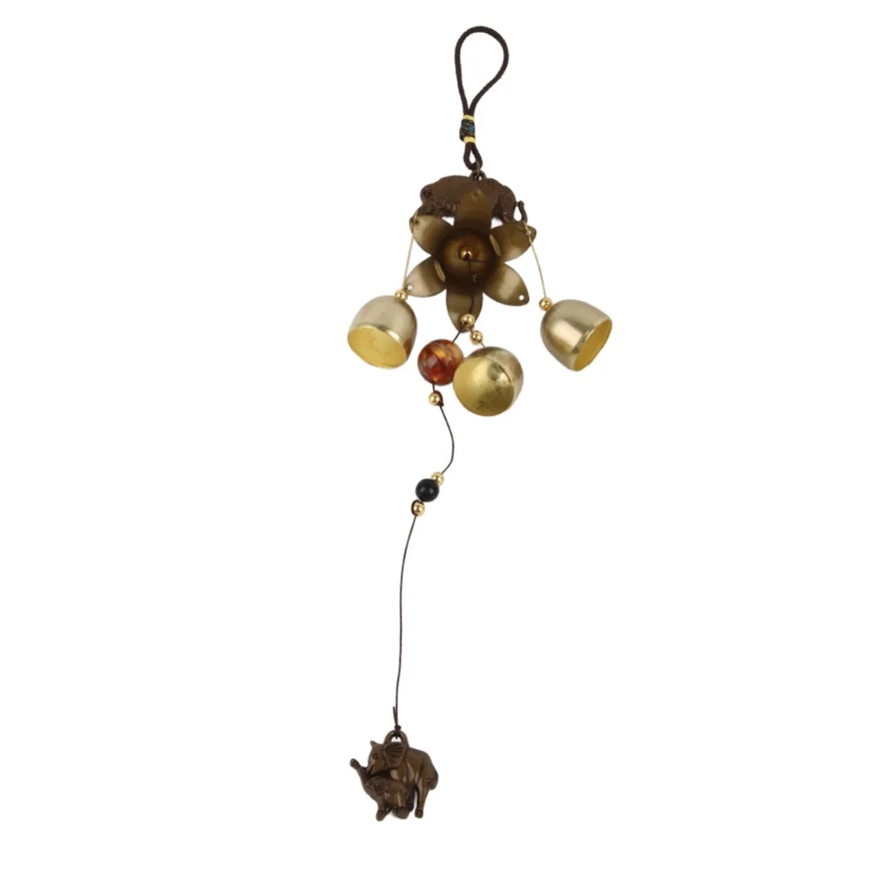 2pcs Alloy Construction Metal Wind Chimes Elephant Design Exquisite Workmanship Hanging Wind Bell Decorative Wind Chimes