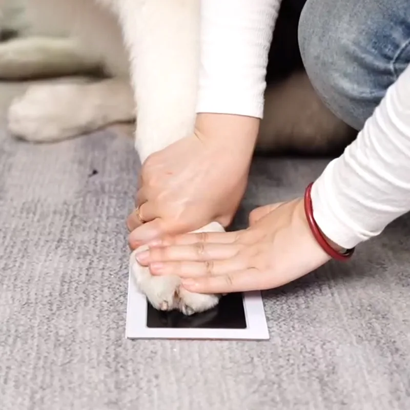 Juego de tinta con estampado de pata de perro y gato, almohadilla para huellas de manos de bebé, segura, no tóxica, sin lavado, fácil de limpiar, Kit artesanal de recuerdos para mascotas