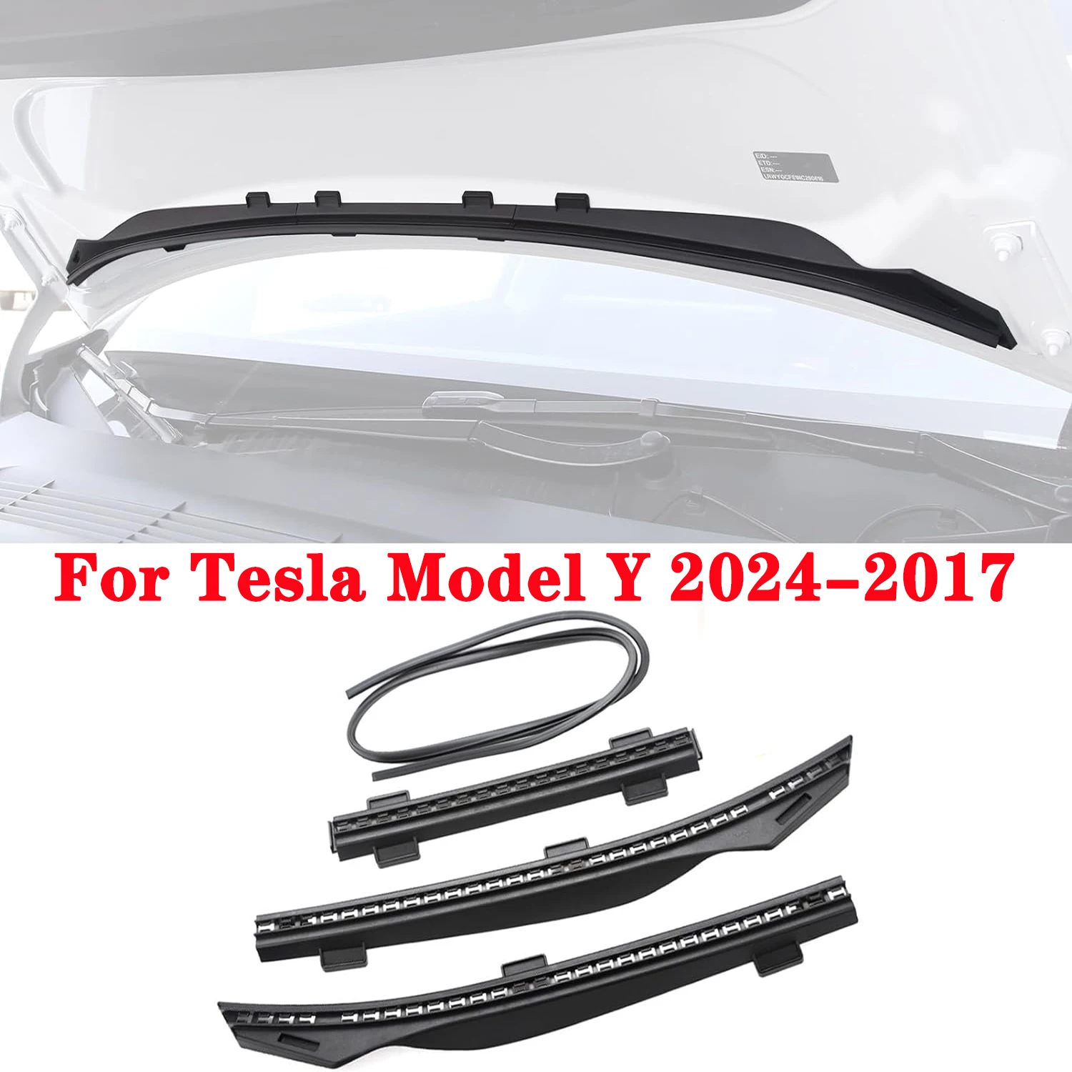 

For Tesla Model Y 2024-2017 Hood Weather Strip, Rubber Seal Protector Front Trunk Hood Dust Proof Seal Guard Strip