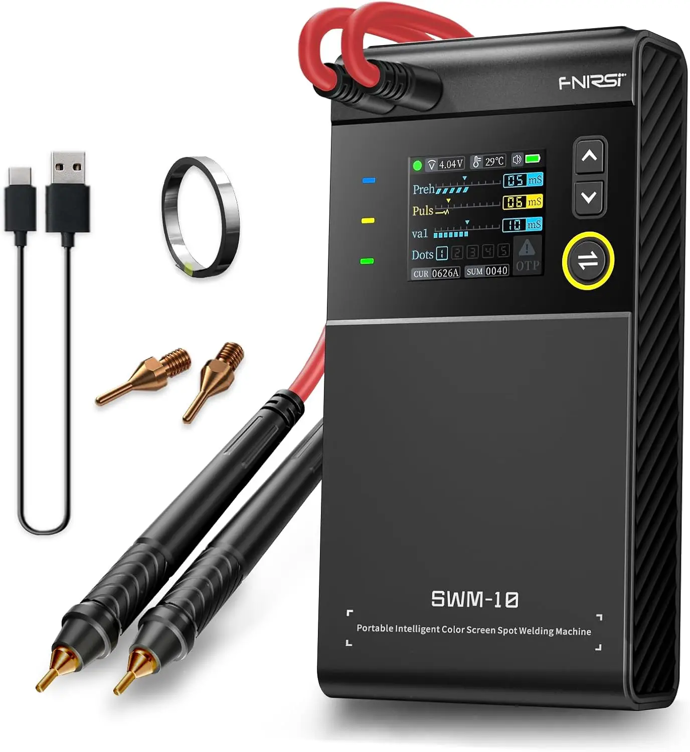 

FNIRSI 1200A Portable Spot Welder, Dual Pulse 4 Gears Adjustable, for 0.1-0.25mm Nickel/Steel Strip & 18650 Battery, 5000mAh