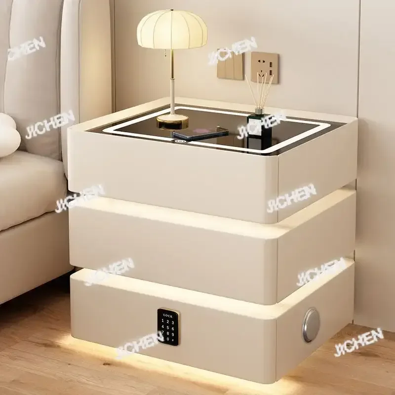 Прикроватные тумбочки HV, многофункциональный 3-ящик, умный комод, беспроводная зарядка через USB, светодиодный прикроватный шкаф с подсветкой