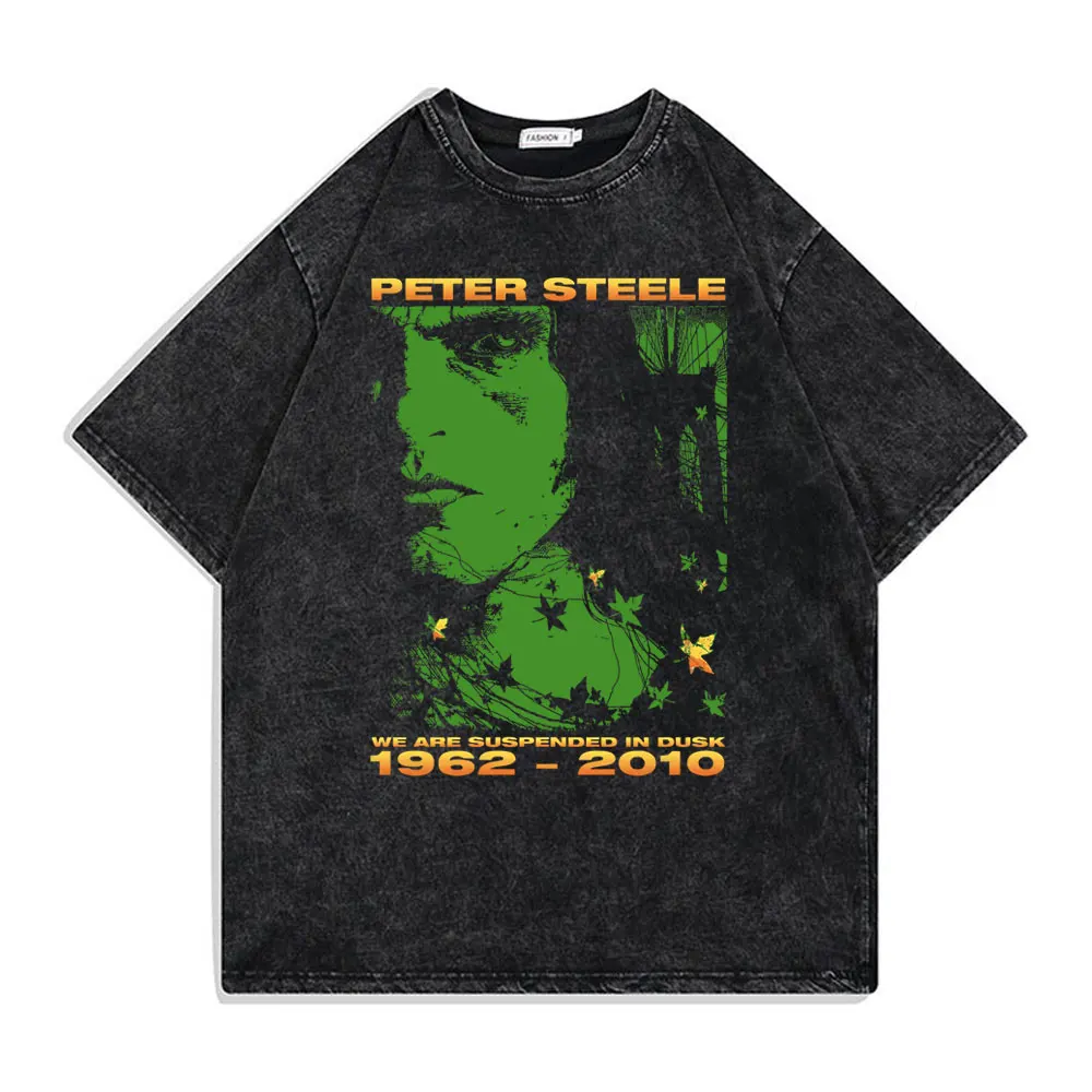 Washed Vintage Rock Band Type O Negative Essential Print T-shirts Men's Gothic Retro Oversized Tshirt Men Women Casual T Shirts