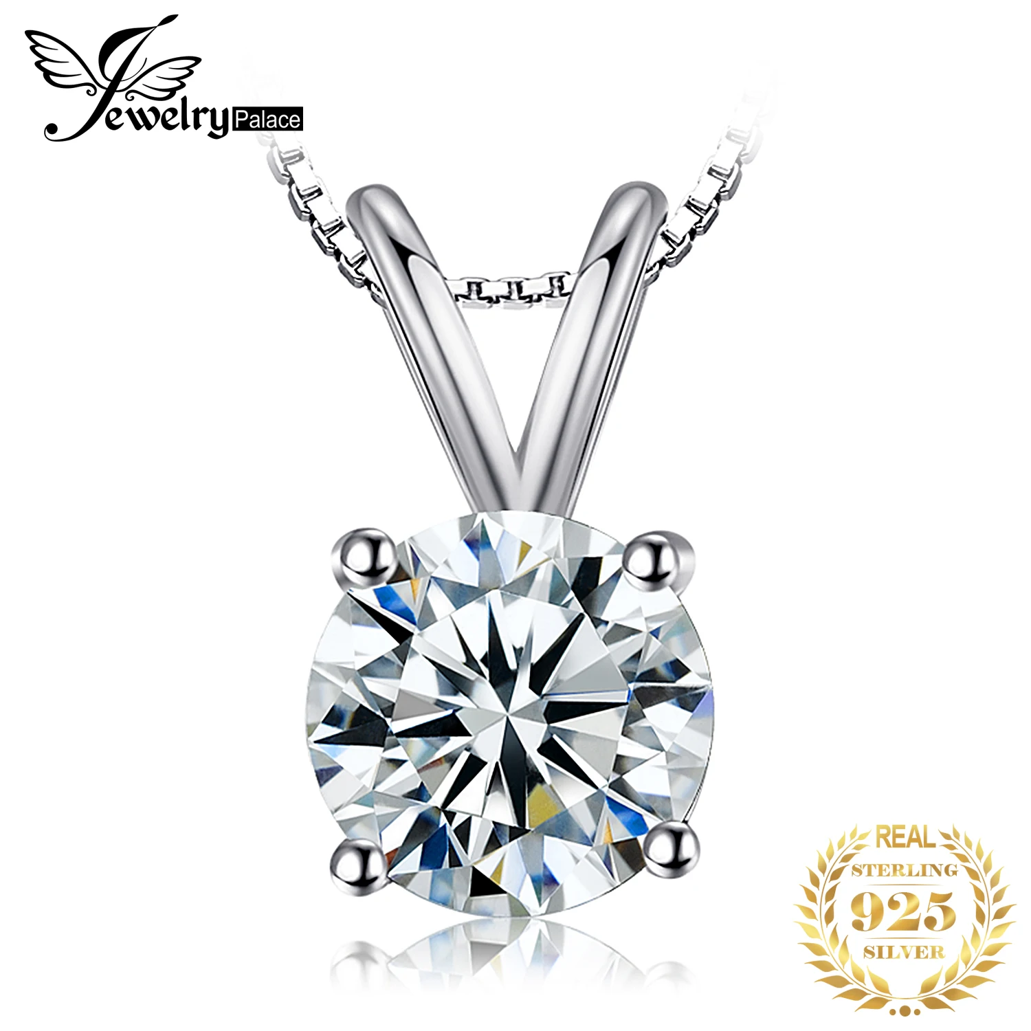 JewelryPalace Prawdziwe srebro próby 925, cyrkonia sześcienna 5A, owalny, okrągły, szmaragdowy naszyjnik w kształcie księżniczki dla kobiet bez łańcuszka