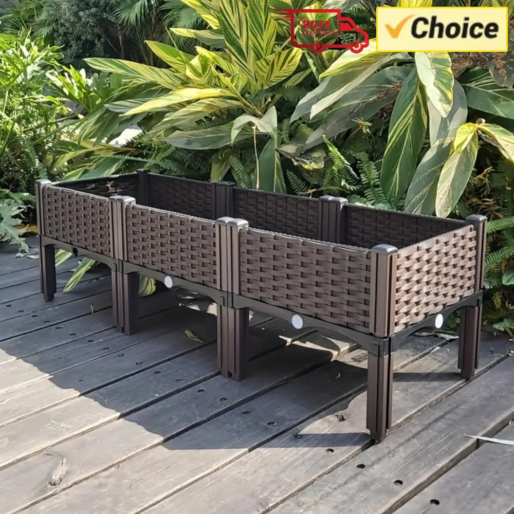 Plastic Raised Garden Bed with Leg Planter Box with Drain Hole Planting Container Elevated Propagation Box Balcony Vegetable Pot