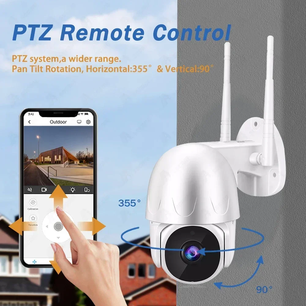 5MP PTZ WiFi IP Wireless Camera Tuya Smart Outdoor Home Security 4X Zoom Auto Tracking Dome Camera CCTV Video Surveillance