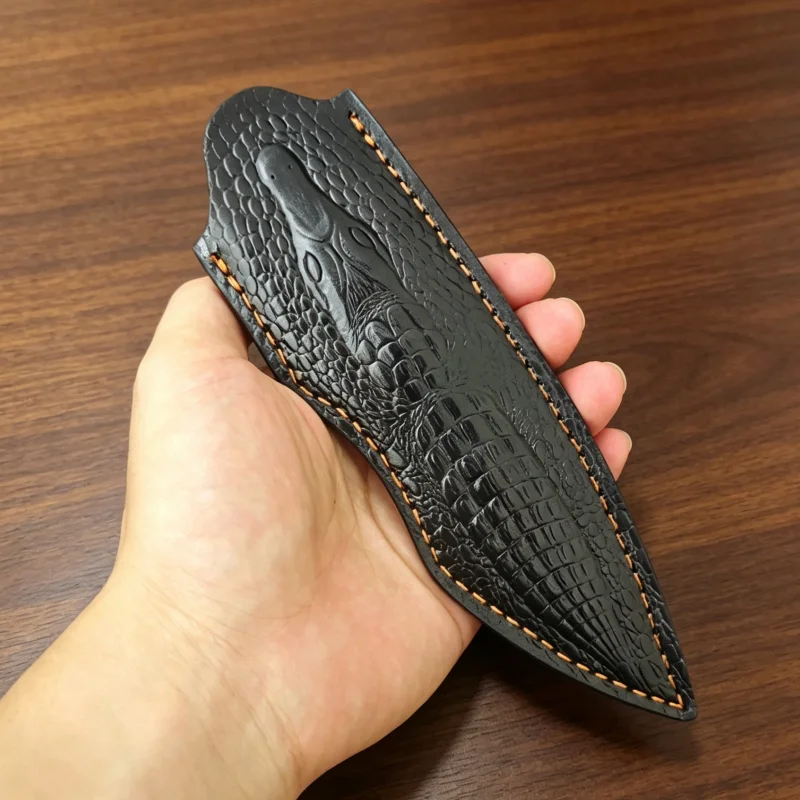 Vintage Crocodile Embossed Leather Storage Case, Outdoor Belt-Hanging Edc Tool Protective Sheath, Hand-Stitched Tool Leather Case, Leather Case Only