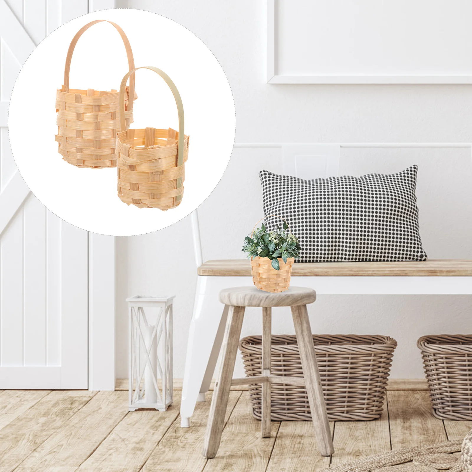 

6 pcs Bamboo Mini Woven Baskets Storage Flower Handmade Rustic Style Portable Tiny Basket for Party Home Gift Storage Basket