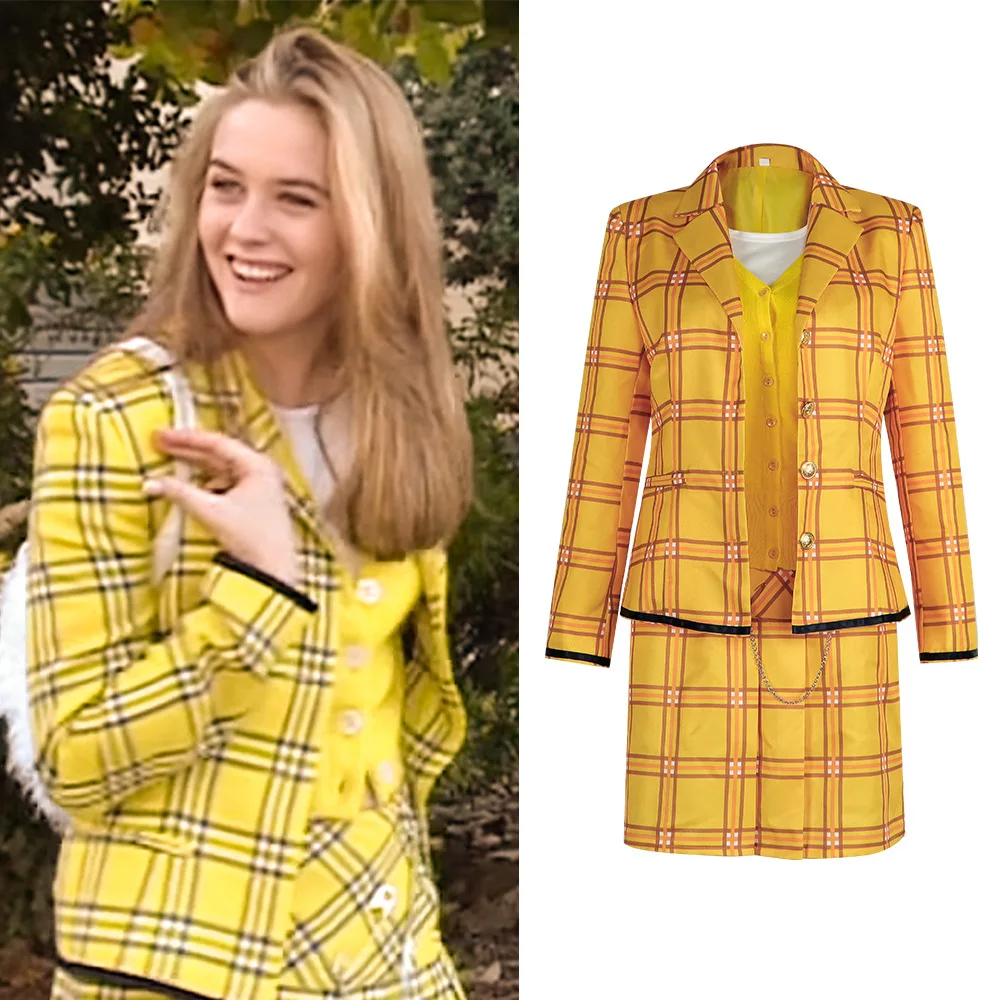 

Snow White Holowitsch's Leading Style Yellow Checkered Dress Cosplay Costume Movie Replica Cosplay Dress