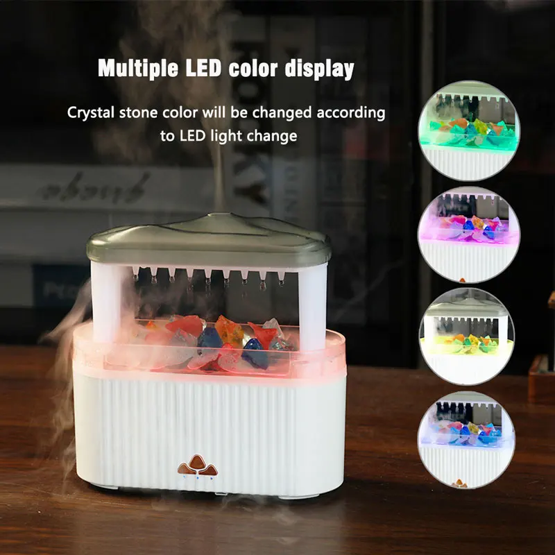 

2025Simulated Raindrop Color Air Humidifier Aromatherapy Machine, Home Atmosphere Lamp with Color Crystal Essential Oil Diffuser