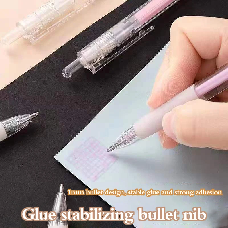 Solid Glue Stick Pen Press Pen Scrapbook Quick Dry Glue Pen High Viscosity Solid Glue Sticks Handmade Stationery Supplies Pens