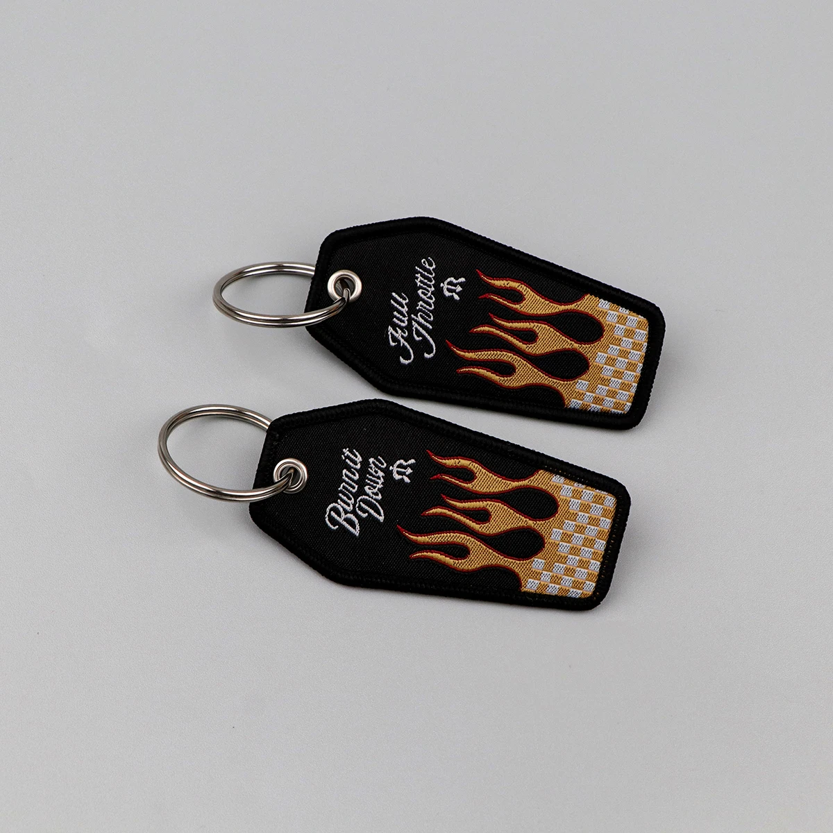 Quotes Embroidery Key Fobs Cartoon Fire Keychain For Motorcycles Cars Key Ring Holder Key Tags Chaveiro Jewelry Gift
