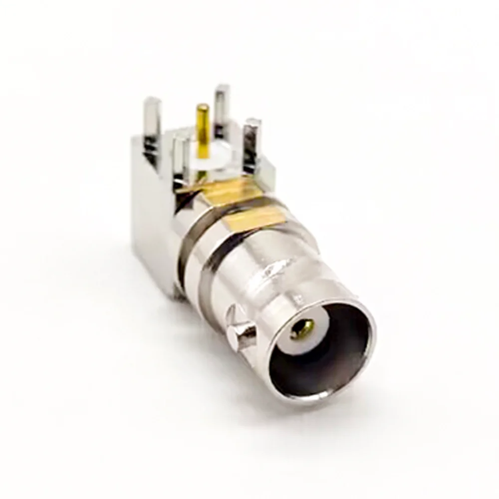 Right Angle BNC Connector, PCB Mount Through Hole, 50 Ohm, RF Coaxial for CCTV Video Antenna