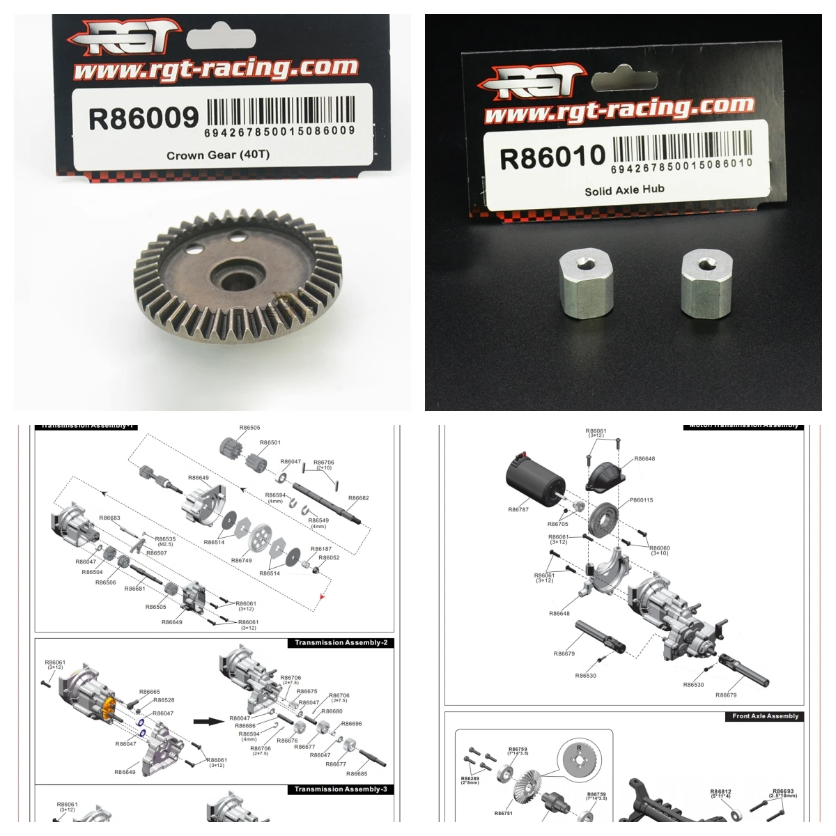 RGT Spare Parts R86009 Crown Gear(40T) R86010 Solid Axle Hub For EX86170 EX86120/110 1/10 RC Electric Remote Control Model Car