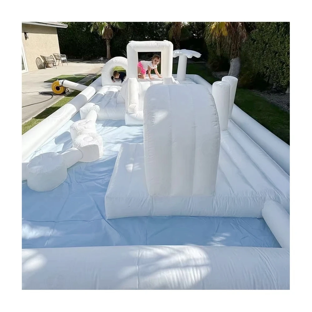 

Custom White Pink Blue Rainbow Inflatable Kids Toddler Event Party Hire Summer Water Play Inflatable Water Splash Pad