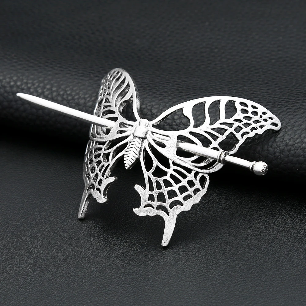 Gothic Vintage Nordic Butterfly Hair Stick For Women Fashion Viking Amulet Hair Clip Hollow Flying Wing Hair Jewelry Wholesale