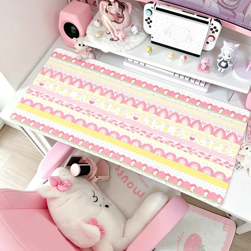 Leather Mouse Pad Korean Cream Strawberry Cute Female Computer Keyboard Mat Office Desktop Anti Slip Faux Leather Thick Mousepad view 5