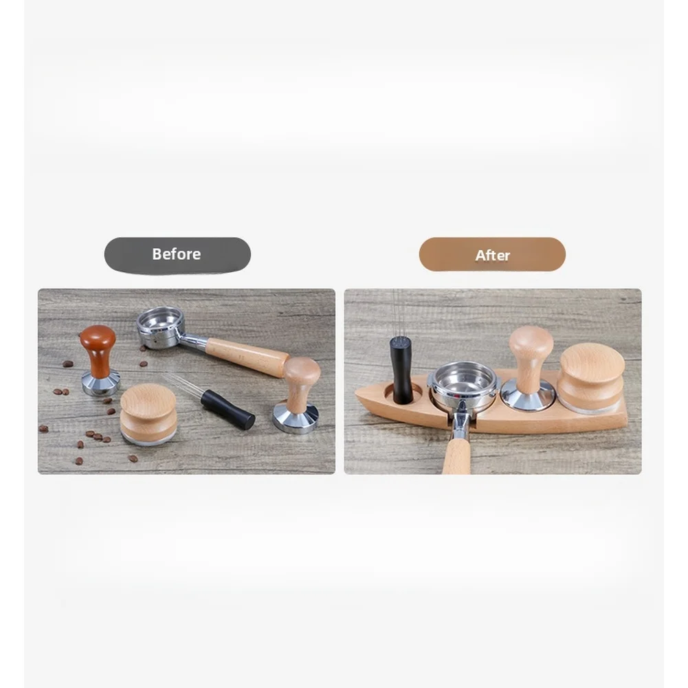 1 Piece Wood Coffee Tamper Station Base 51 53mm Boat Shaped Holder For Espresso Machine Portafilter Accessories