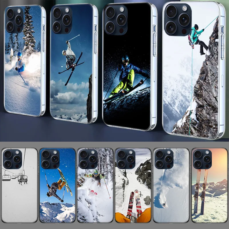 Skiing Snow Snowboard Ski Clear Case For Apple iPhone 12 13 Mini TPU 11 14+ 15 16 Pro Max Capa Plus XR X XS Max Phone Cover Sili