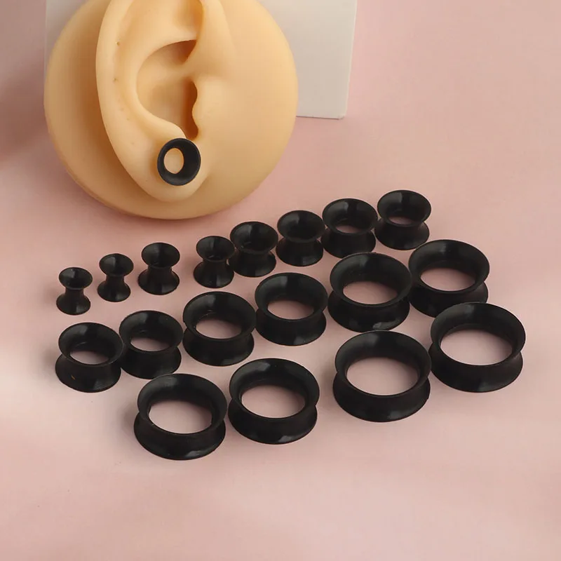 Soft Silicone Ear Gauges Flexible Ear Skin Tunnels Earlets Plugs Stretcher Expander Set Piercing Jewelry 2g-25mm