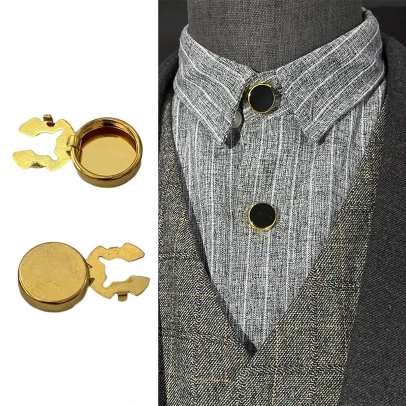 Brass Round Cuff Button Cover Cuff Links for Wedding Formal Shirt Mens Formal Button Covers Imitation Cufflinks 10pcs