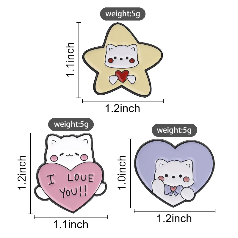 16 Tier-Sammlungs-Emaille-Pins: Liebesbär, Entlein, Wolf, Schaf, Brosche, Buch, Katze, Affe, Frosch, Abzeichen, süßer Schmuck, Geschenk – Detail 6