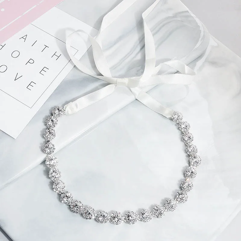 Fashion Full Rhinestone Headband European Style Bride Hair Accessories Ribbon Bridal Rhinestone Hairband
