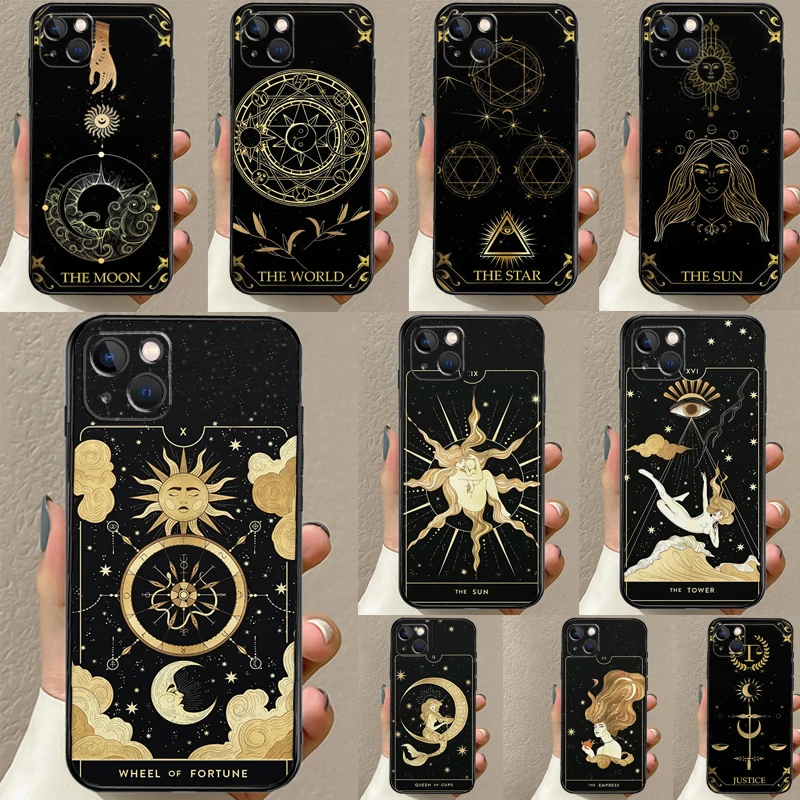 Astrology Tarot Cards Case For iPhone 16 15 14 13 12 11 Pro Max XS XR X Plus 12 13 Mini Bumper Back Cover