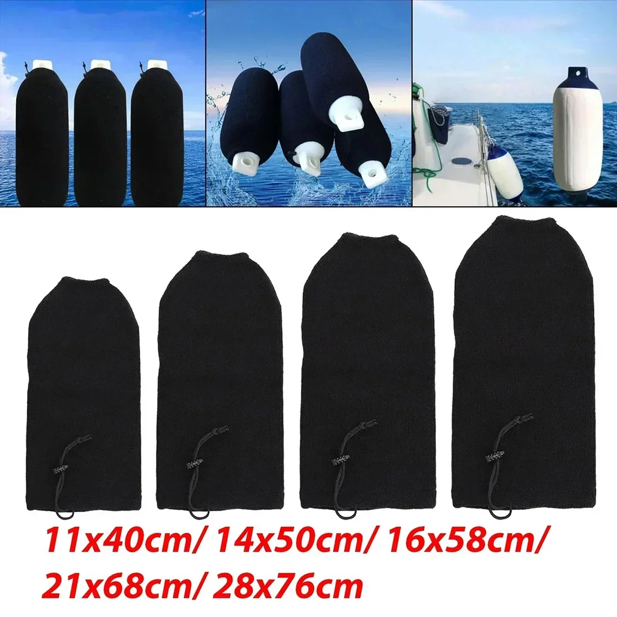 Boat Fender Cover Anti-Collision Ball Sleeve Cover Bumper Protection For Marine Yacht 11x40cm/14x50cm/16x58cm/21x68cm/28x76cm