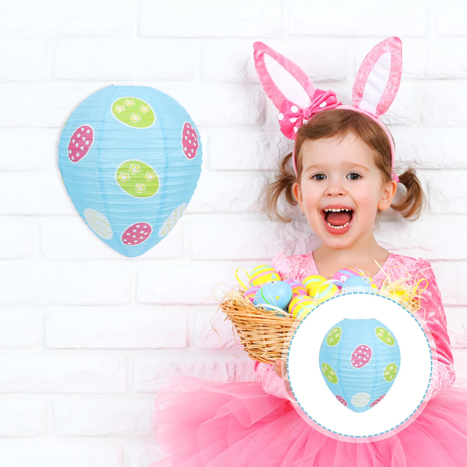 

Egg-Shaped Paper Lanterns Portable Festival Hanging Decorative Props For Easter Party Scene Lightweight Durable Creative