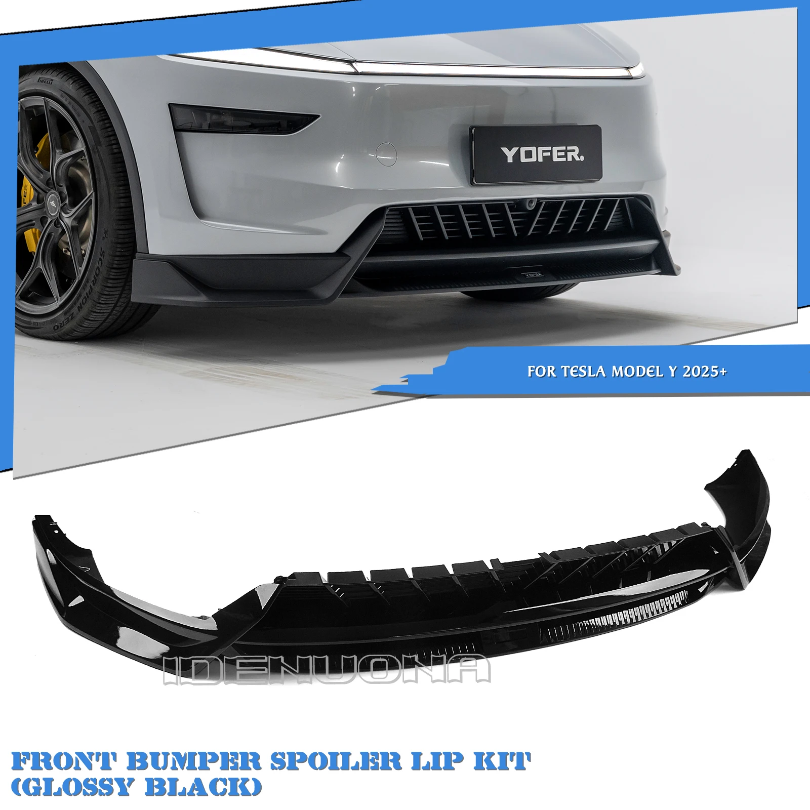 YOFER Car Exterior Front Bumper Lip Shovel Spoiler Splitter For Tesla Model Y 2025-2026