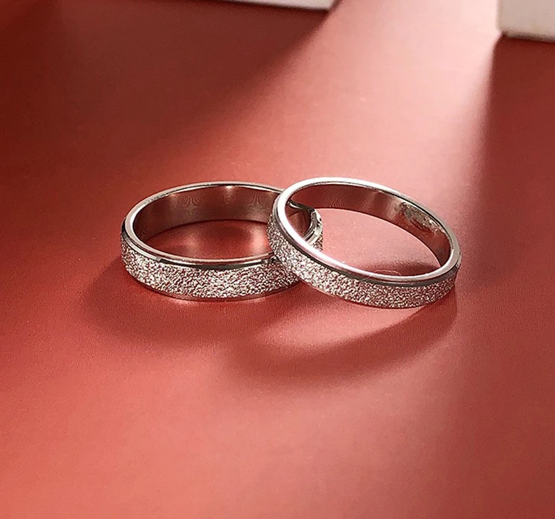 High Quality 4mm Simple Frosted Ring Fashion Never Fade Original Frosted  Golden Ring Men\'s and Women\'s Gift Jewelry MSR18