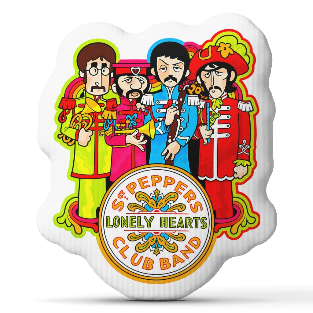 Beatles Sgt Peppers Lonely Hearts Club Band Shaped Pillow Fab Four Cushion Stuffed Throw Pillow Sofa Home Decor Music Gift