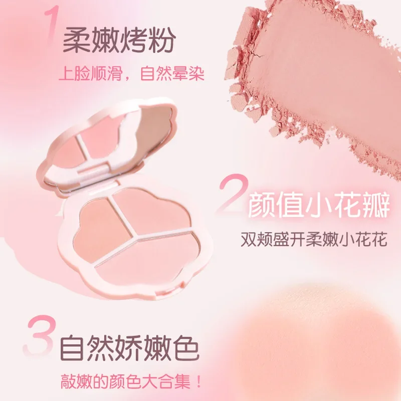 

GOGO TALES 3color blush palette, matte rouge, expansion and contraction color, natural nude pink, sun-tanned, long-lasting color