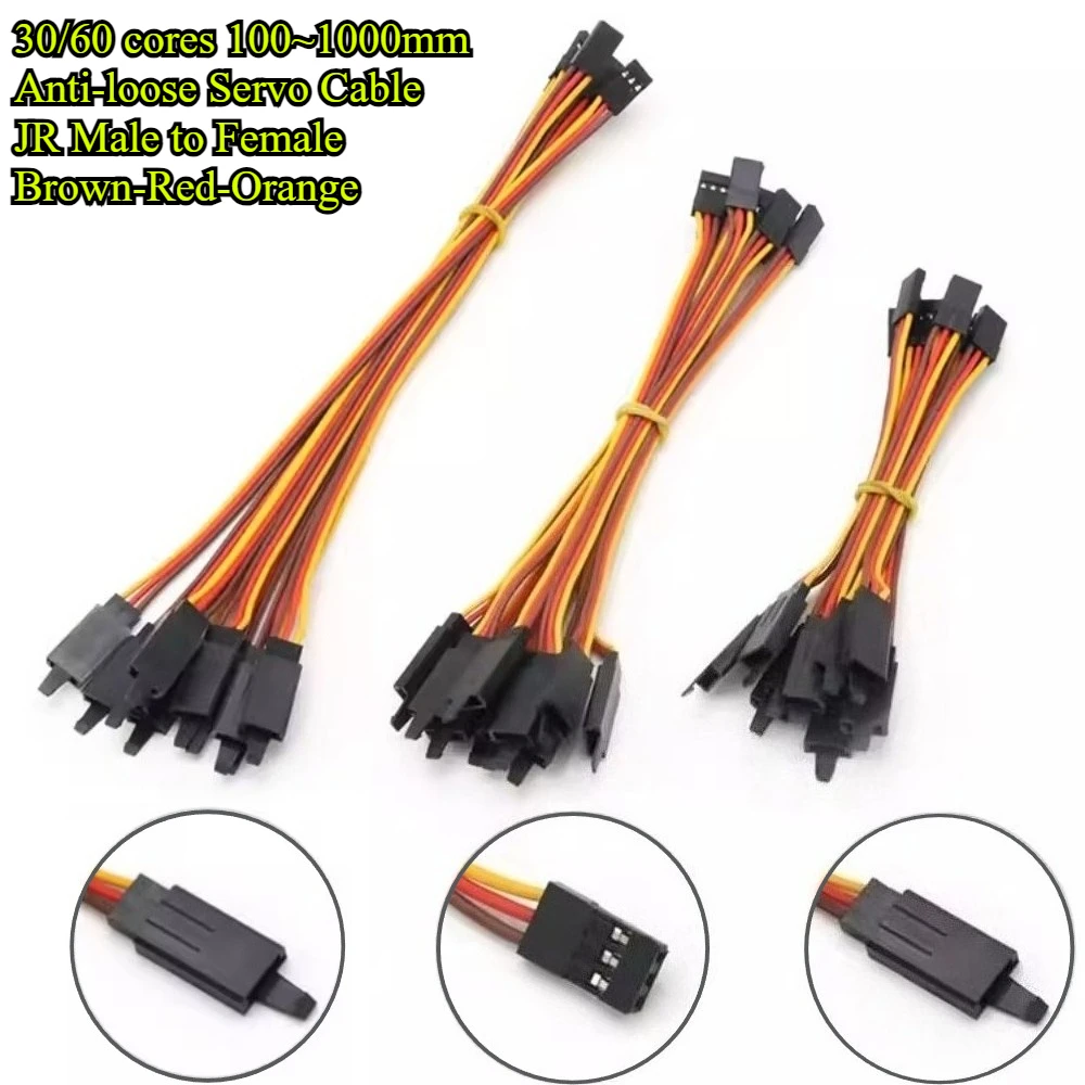 5/10Pcs 10cm-100cm Extension Lead Wire Cable Anti-Loose 30/60 Cores Servo for RC JR Male to Female Model Aircraft Adapter Cable