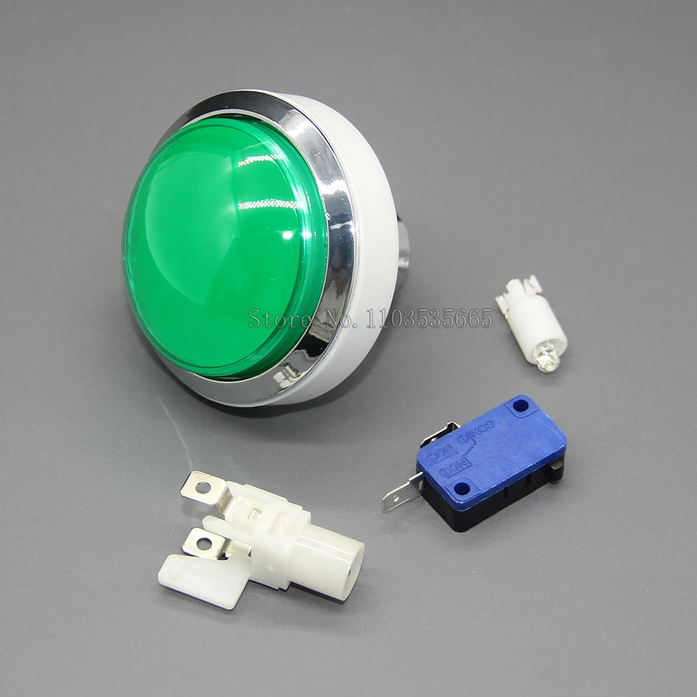 10pcs 60MM Chrome Plated Silver Arcade Illuminated Push Button Switch Button 12V Led Start Button Arcade Game Machine DIY Parts