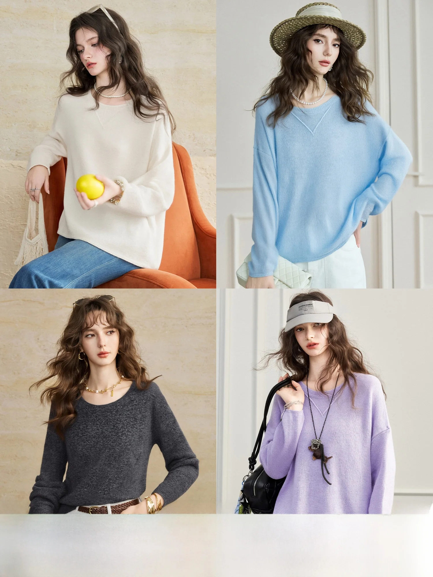 

Мягкий теплый женский вязаный свитер из шерсти и лиоцелла, базовый стиль, весенний, повседневный, комфортный крой, круглый вырез, длинный рукав