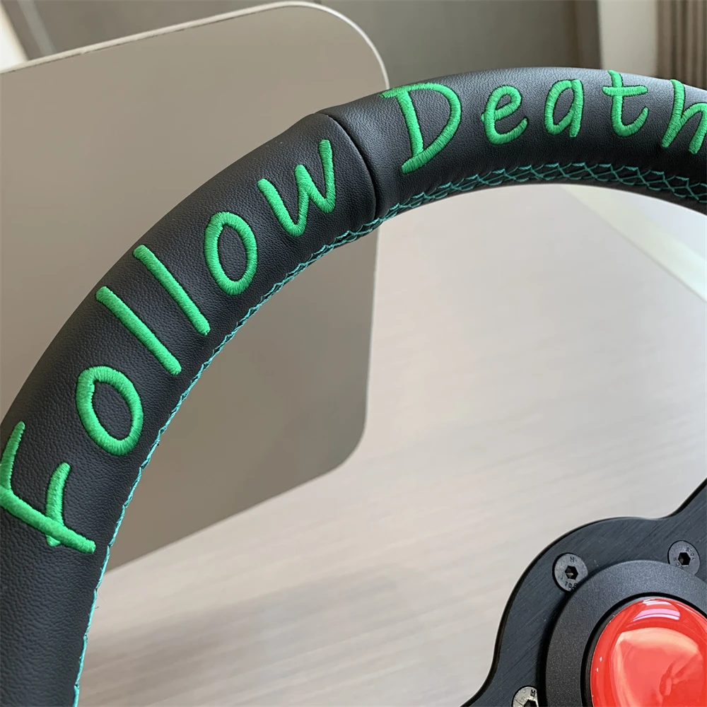 345 مللي متر نمط مخصص عجلة القيادة الرياضية الملونة خياطة التطريز سباق عجلة القيادة مع جلد ستوكات