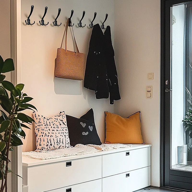 

Для спальни, мебель для прихожей, крючок для одежды из цинкового сплава, 3 крючка, крючок для одежды, настенная вешалка для халата, одежды, шляпа, настенная вешалка