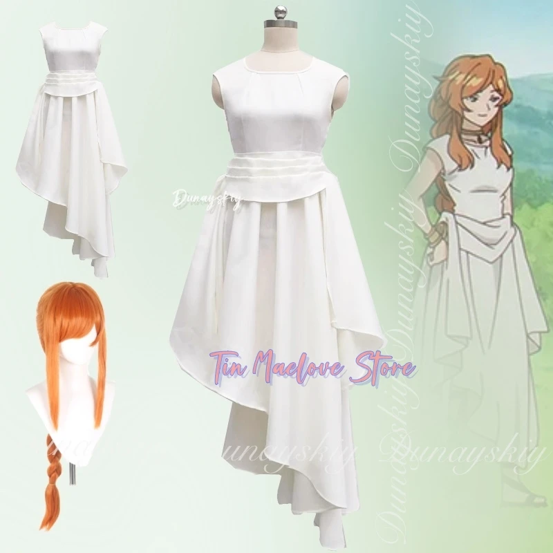 

Frieren: Beyond Journey's End Аниме Flamme Косплей Человеческий Волшебник с белым платьем с оранжевым париком Косплей コス Rosen Full Of Suit