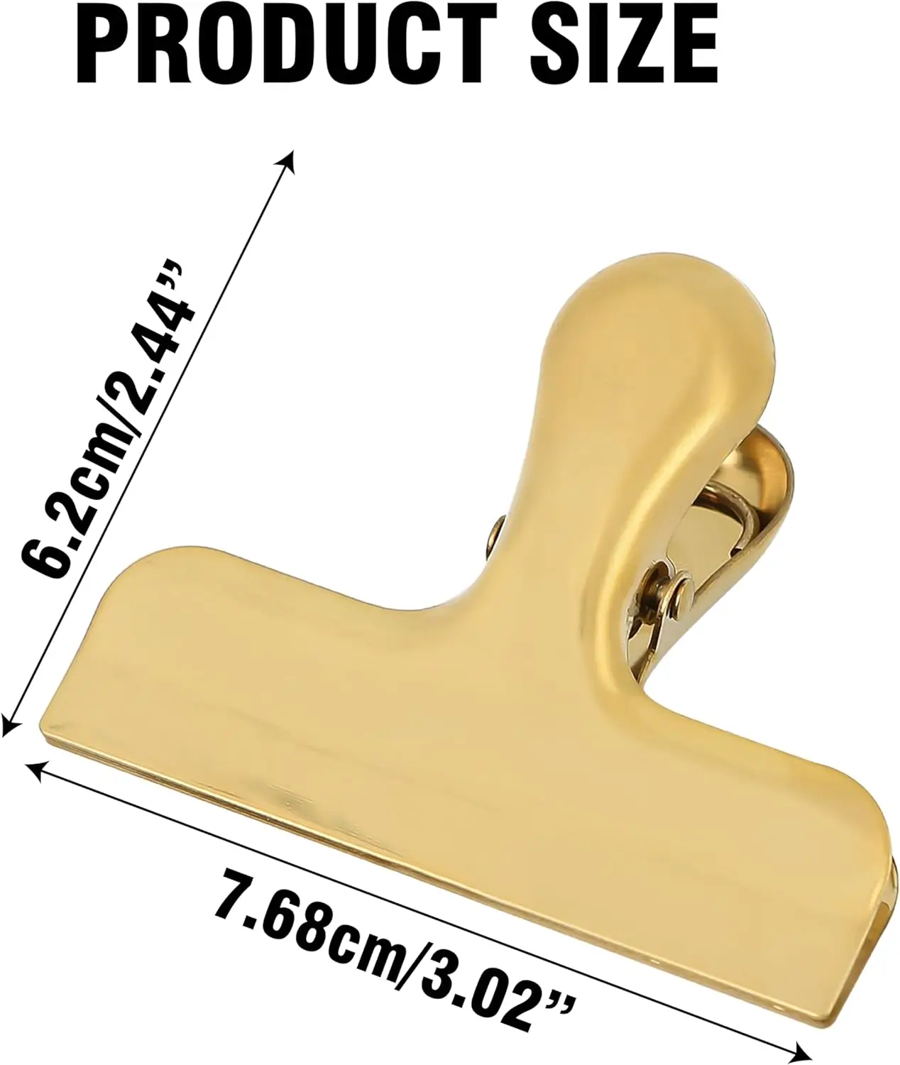 Goldene Chip-Clips, 3 Zoll breite Notizbuch-T-Clips aus Edelstahl und Messing, robuste Lebensmittelbeutelklammer, Vintage Retro Scharnierklammer – Detail 6