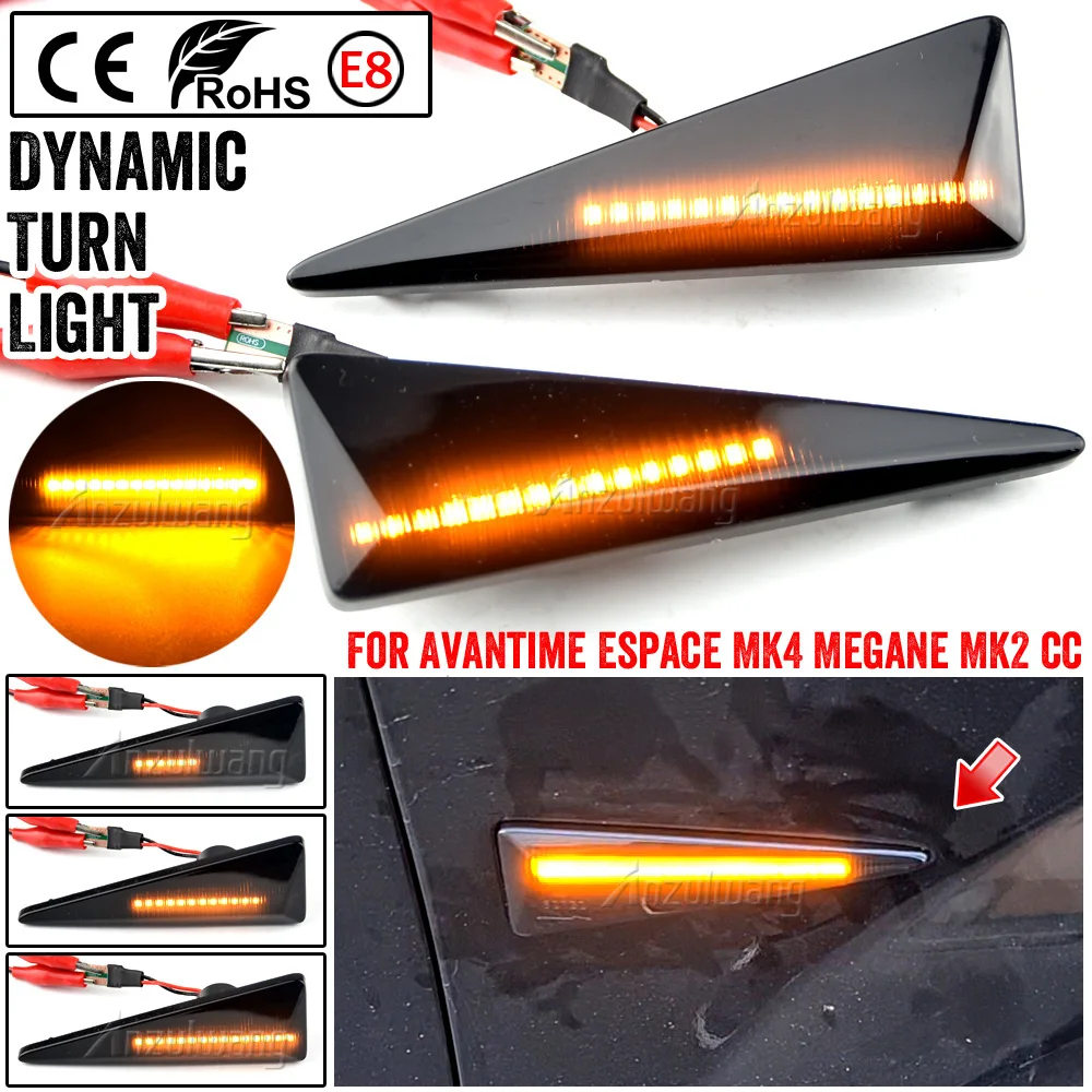 2 buah lampu sinyal belok penanda sisi dinamis Led untuk Renault Megane MK2 CC Espace MK4 Scenic MK2 Wind Avantime Thalia 2